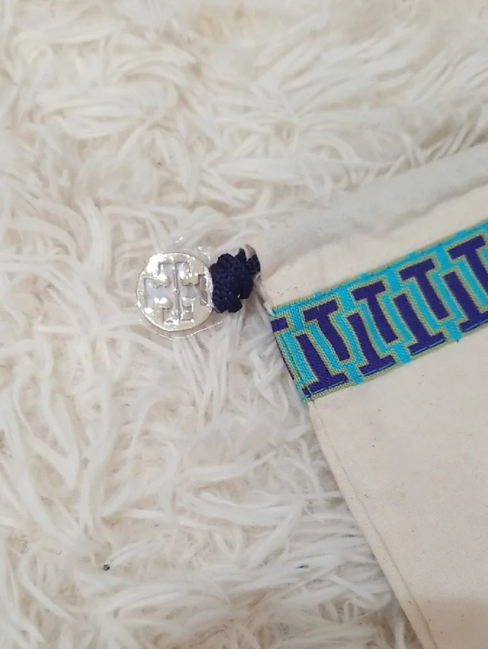 Tory Burch Cream Dust Bag with Blue Trim